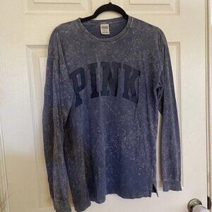 Womens‎ Victoria secret pink blue long sleeve shirt size small baseball tee logo